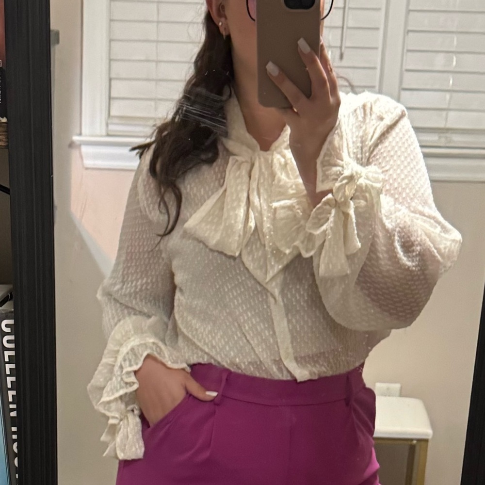 Banana Republic Cream Sheer Blouse